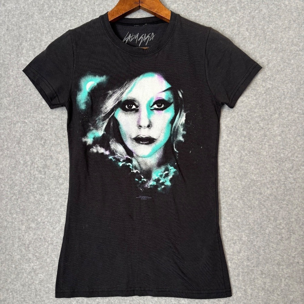 LADY GAGA 2012 Born‎ This Way Tour Tee Charcoal Gray Women's Slim Fit T-Shirt XS